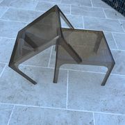 Pair of smoked plexiglass coffee tables 1970 side tables