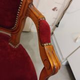 Old armchair style Louis Philippe velvet wood