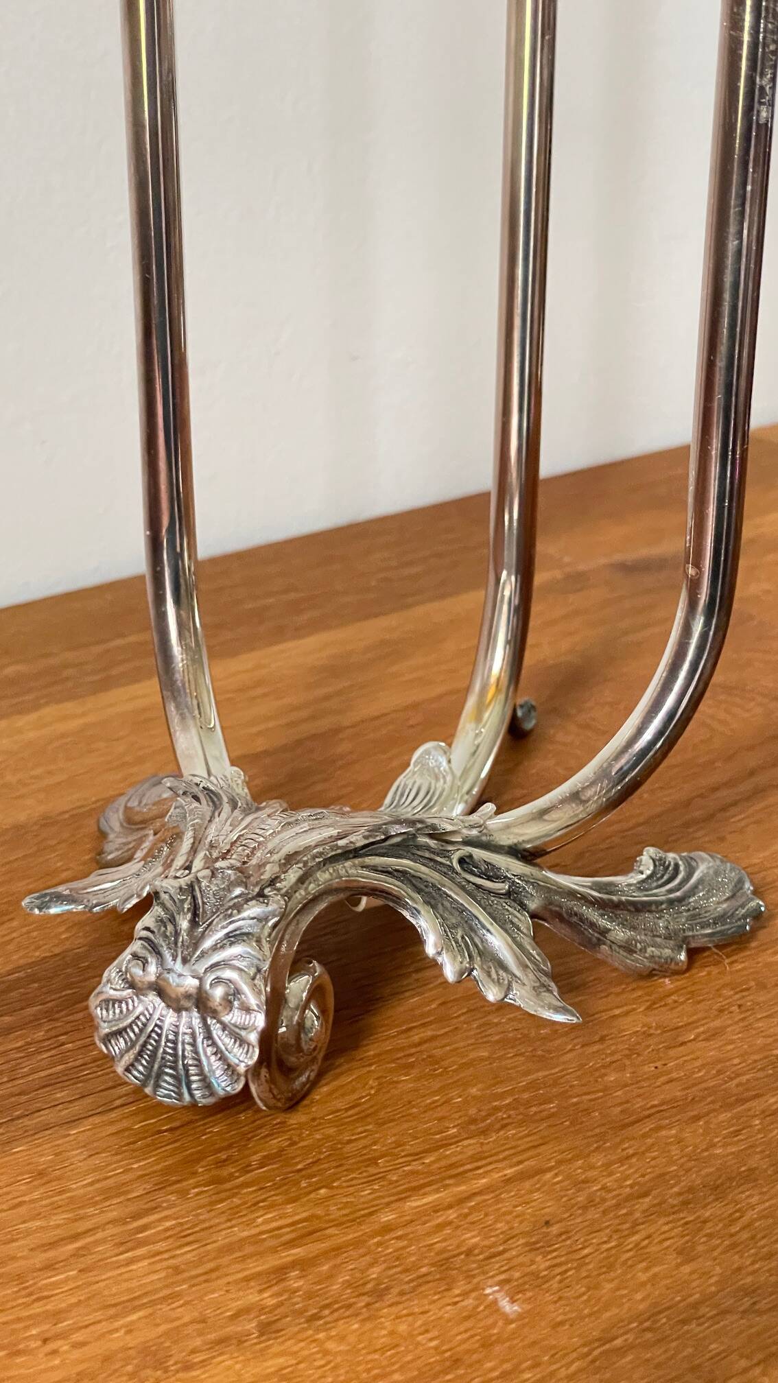 CANDLE HOLDER 3 Lights METAL Patinated Chrome