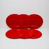 Set de 6 grands sets de table rouges en plastique Robex Italie années 70