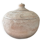 Vintage terracotta pot with lid.