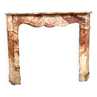 Louis XV style fireplace in marble "Fleur de pécher" Carrara XX century"