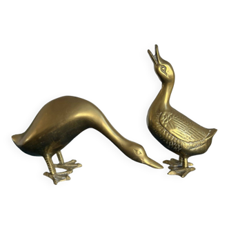 Duo of large brass ducks