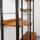 Vintage Italian double modular shelf bookcase in teak and metal