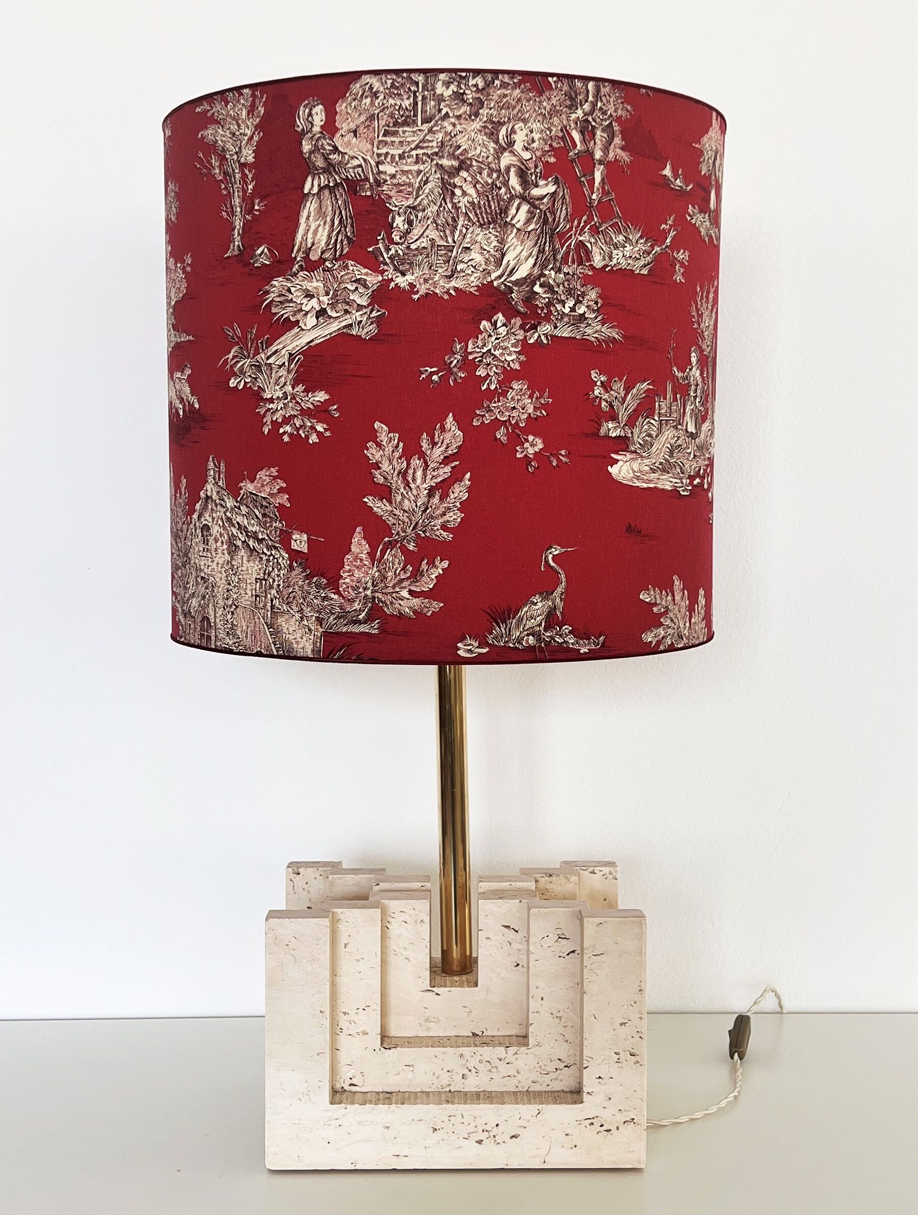 Italian mid-century travertine marble table lamp, 1970s