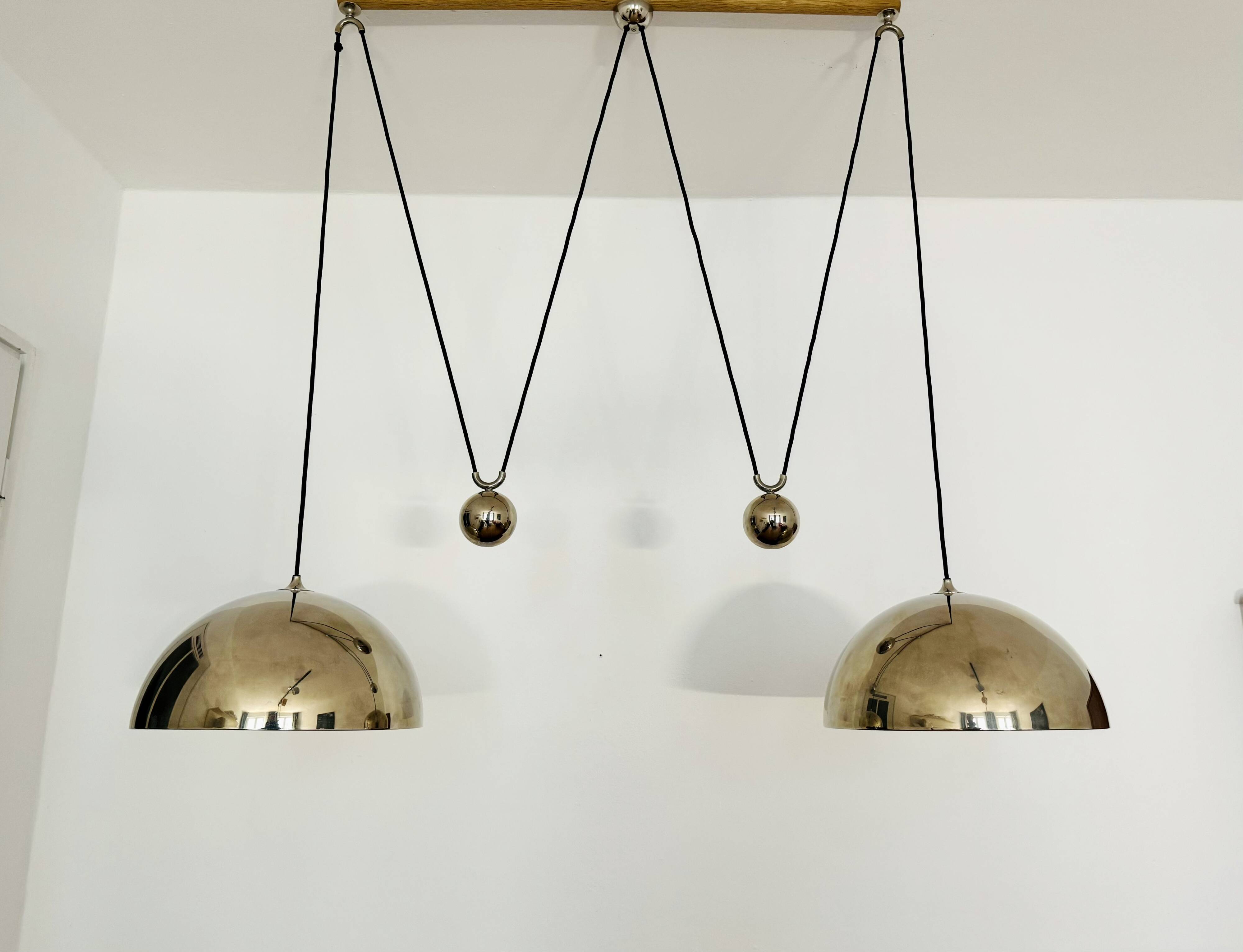 Adjustable Double Posa40 Nickel Plated Pendant Lamp by Florian Schulz