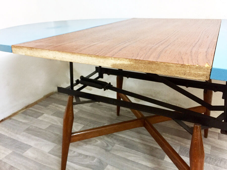 Scandinavian coffee table"smørrebrød" blue, 1960