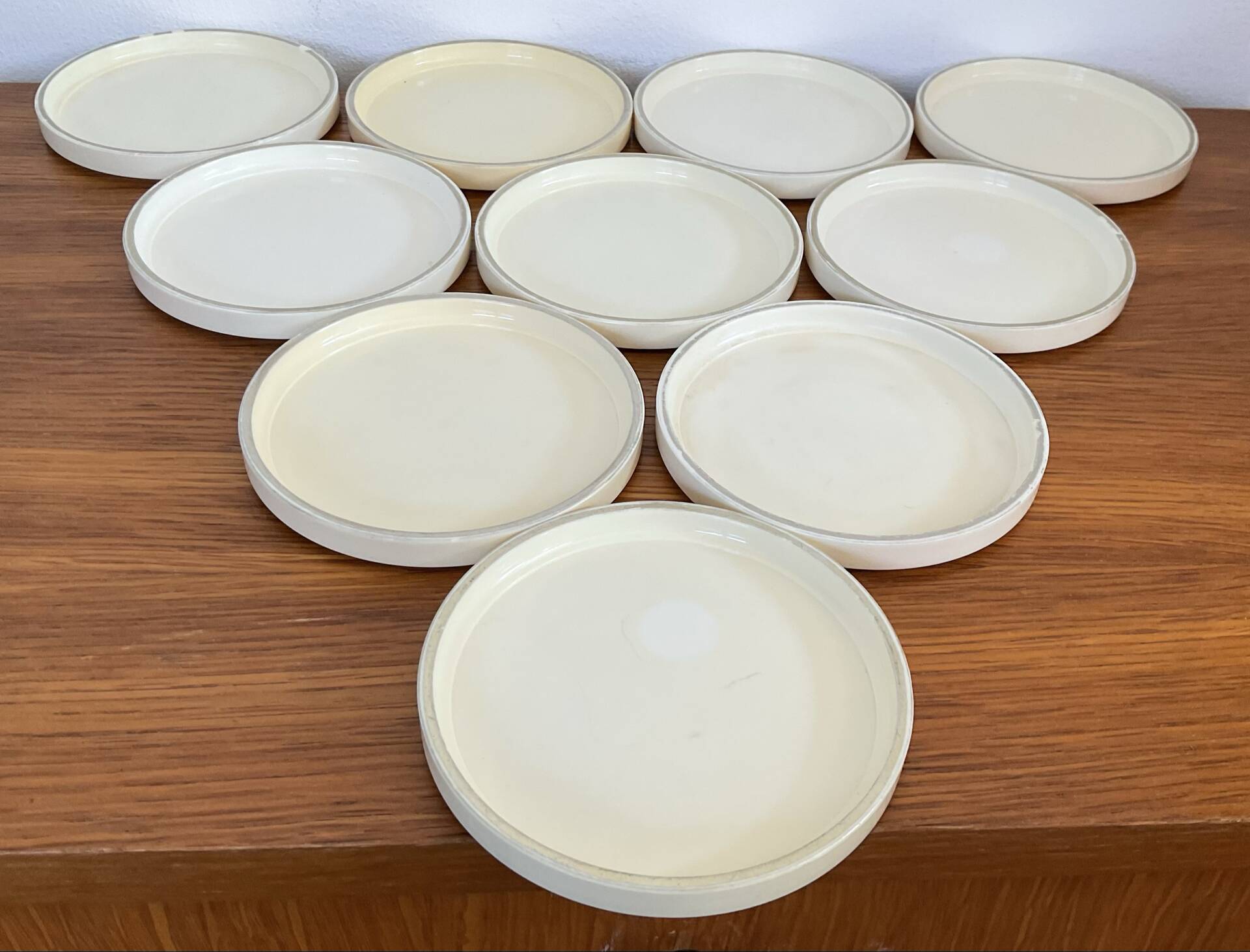 Emsa W. Germany serving tray set with 10 coasters from the 1970s.