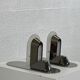 Pair of vintage stainless steel and glass wall lights