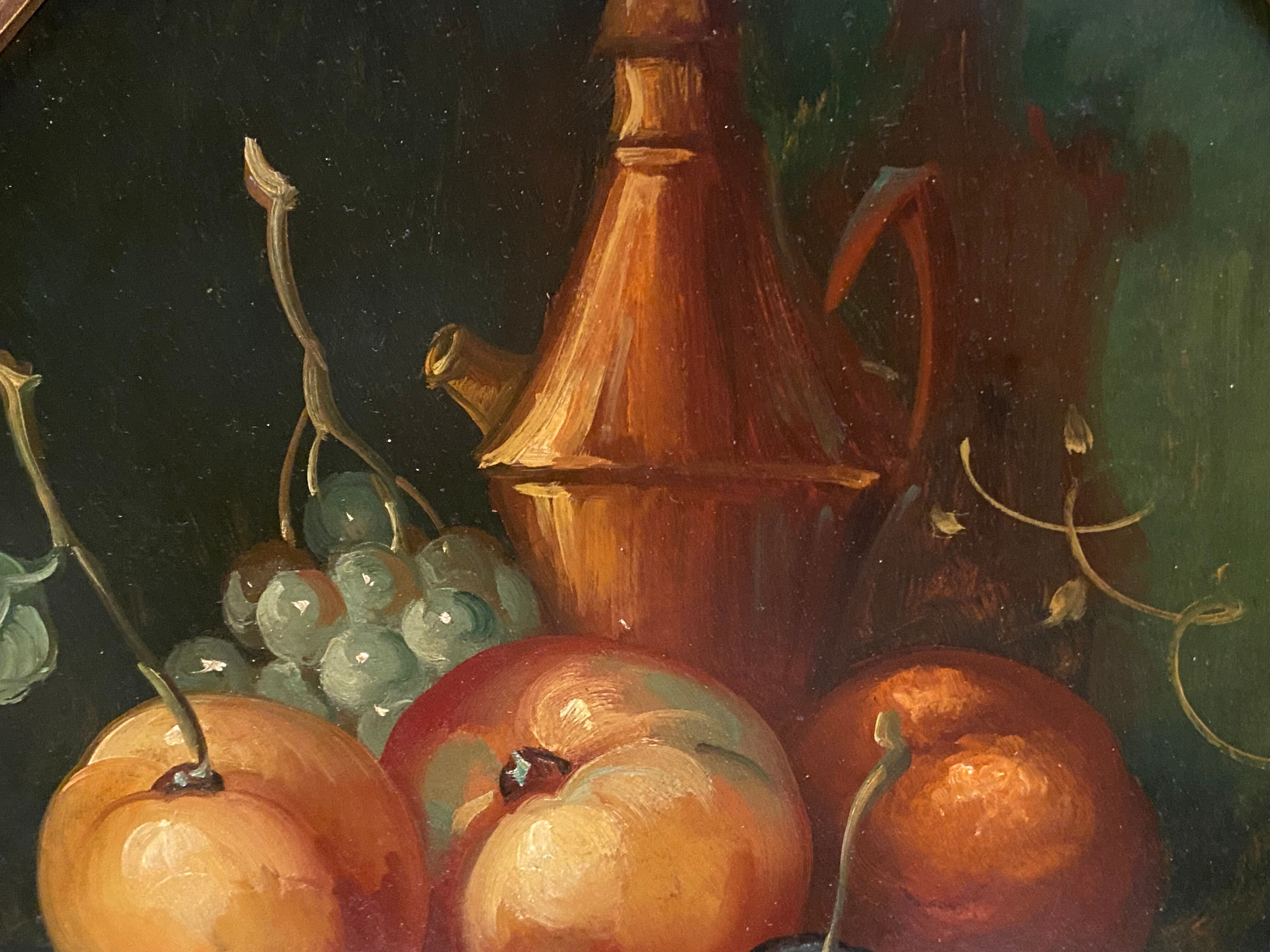 Oil painting on panel Still Life signed C. Ventura
