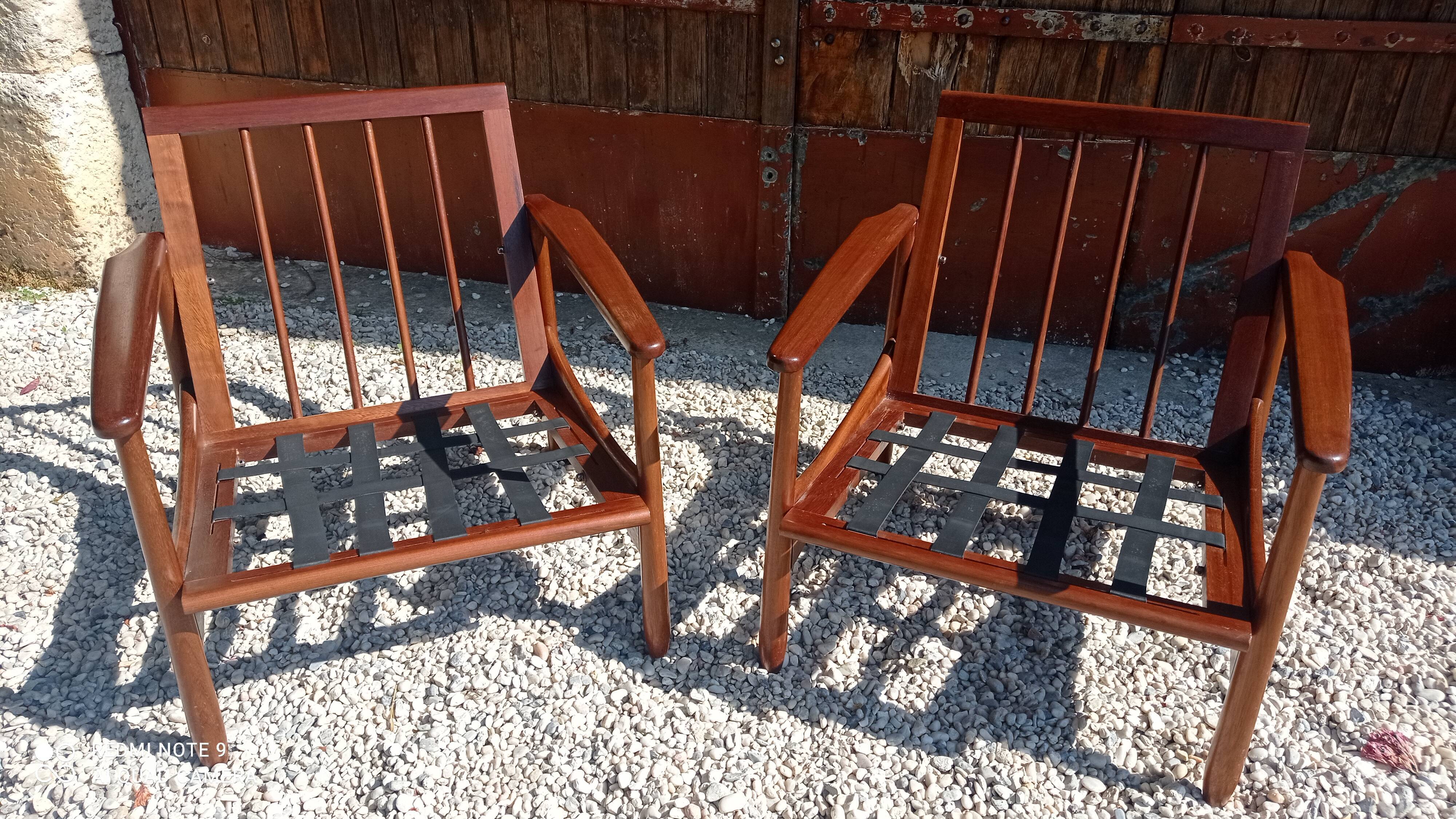 Teak armchairs