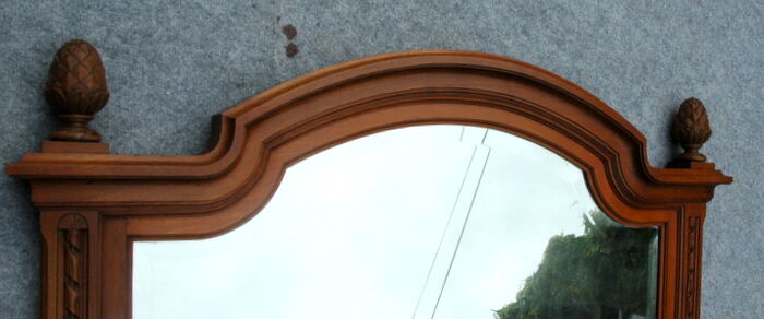 Old large carved wooden mirror and bevelled ice 102x144cm