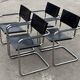 Vintage set of 4 tubular leather chairs style MG5 Grassi
