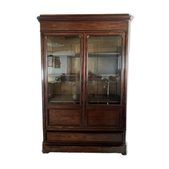 Large glass bookcase (Louis-Philippe / Napoleon III style, 19th century in mahogany)