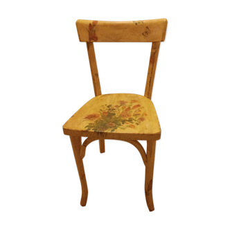 Chaise décorée "bouquet" en bois