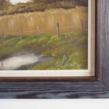 Painting „The Farmhouse on the Side”, Scandinavian design, 1970s