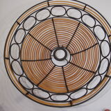 Rattan and wrought iron hanging lamp