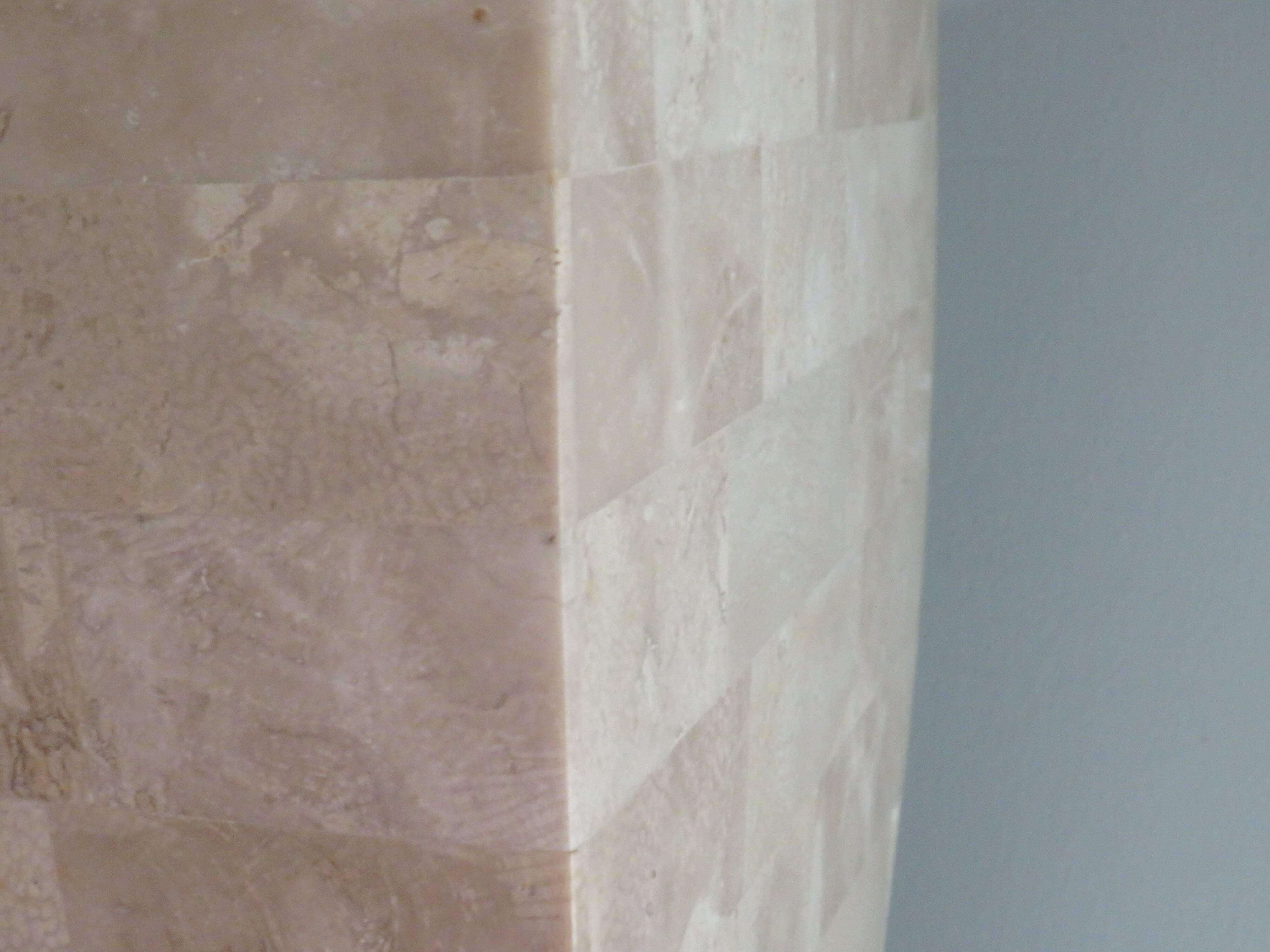 Column, Hollywood Regency style travertine pedestal, 1970s