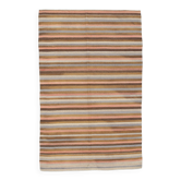 5x7 Salmon & Brown Striped Handmade Kilim Rug, 142x225Cm