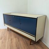 Vintage blue and white wooden sideboard
