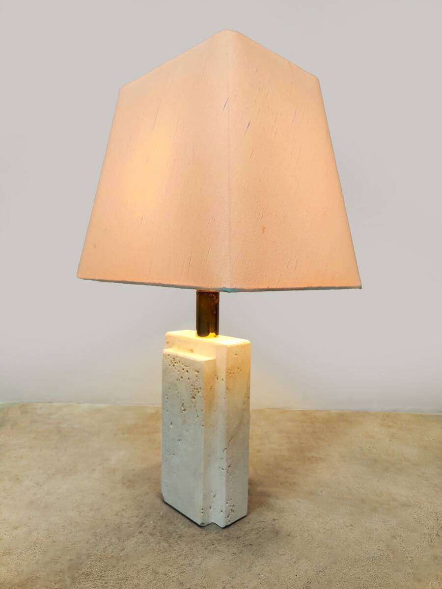 Italian vintage travertine table lamp 1970
