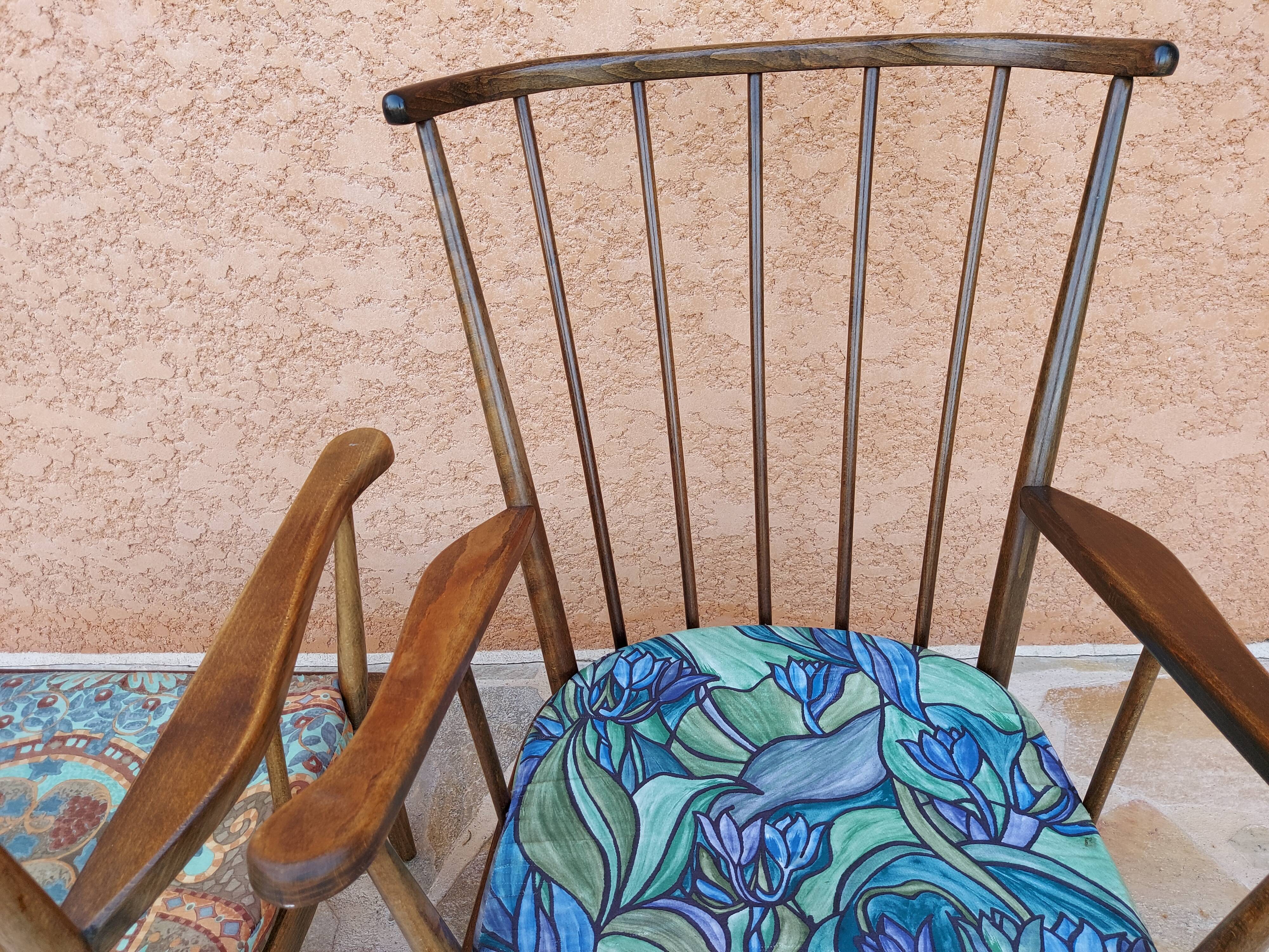 Pair of Baumann fan lounge chairs vintage 1965