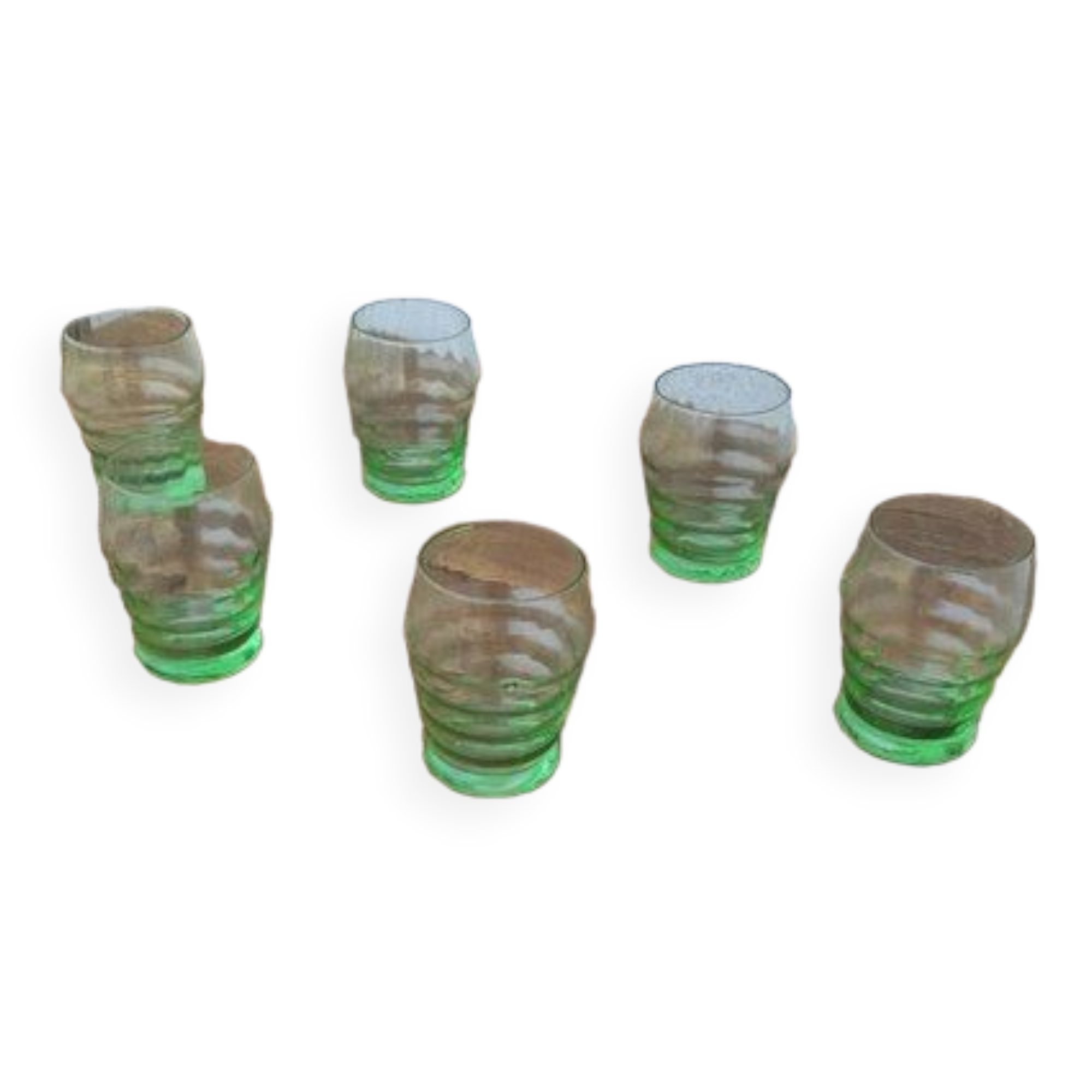 Set of 6 green glasses