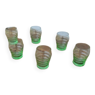 Set of 6 green glasses