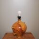 Vintage glazed stoneware lamp with hand-painted lampshade