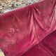 Vintage 2-seater sofa in solid wood and burgundy velvet from the 20th century