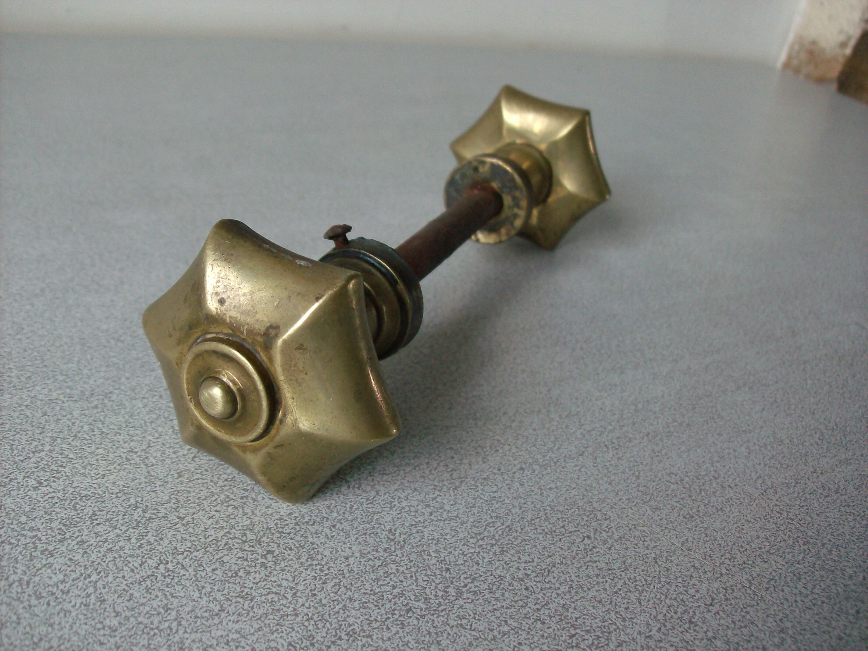 Old Pair of Bronze Door Handles Brass Metal Antique Locksmith