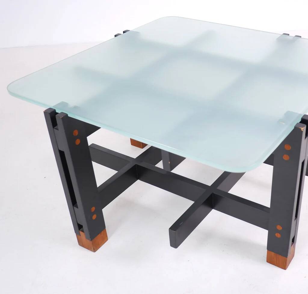 Wood and glass coffee table, Italy, c.1960