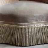 Beige velvet toad armchair