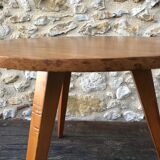 Vintage round coffee table, oak tripod legs circa 60