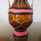 Bottle in pink scoubidou and gold metal 50s 60s