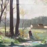 Painting "Landscape of undergrowth", sunny trail in the forest