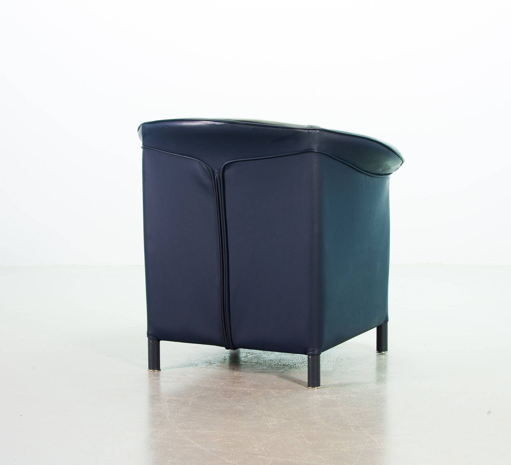 Wittmann Petrol Soft Leather Club Chair Model Aura  Designed by Paolo Piva