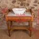 Marble and wood washbasin furniture in Louis-Philippe style.