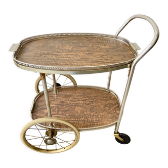 Chariot de boissons chromé vintage sur roues