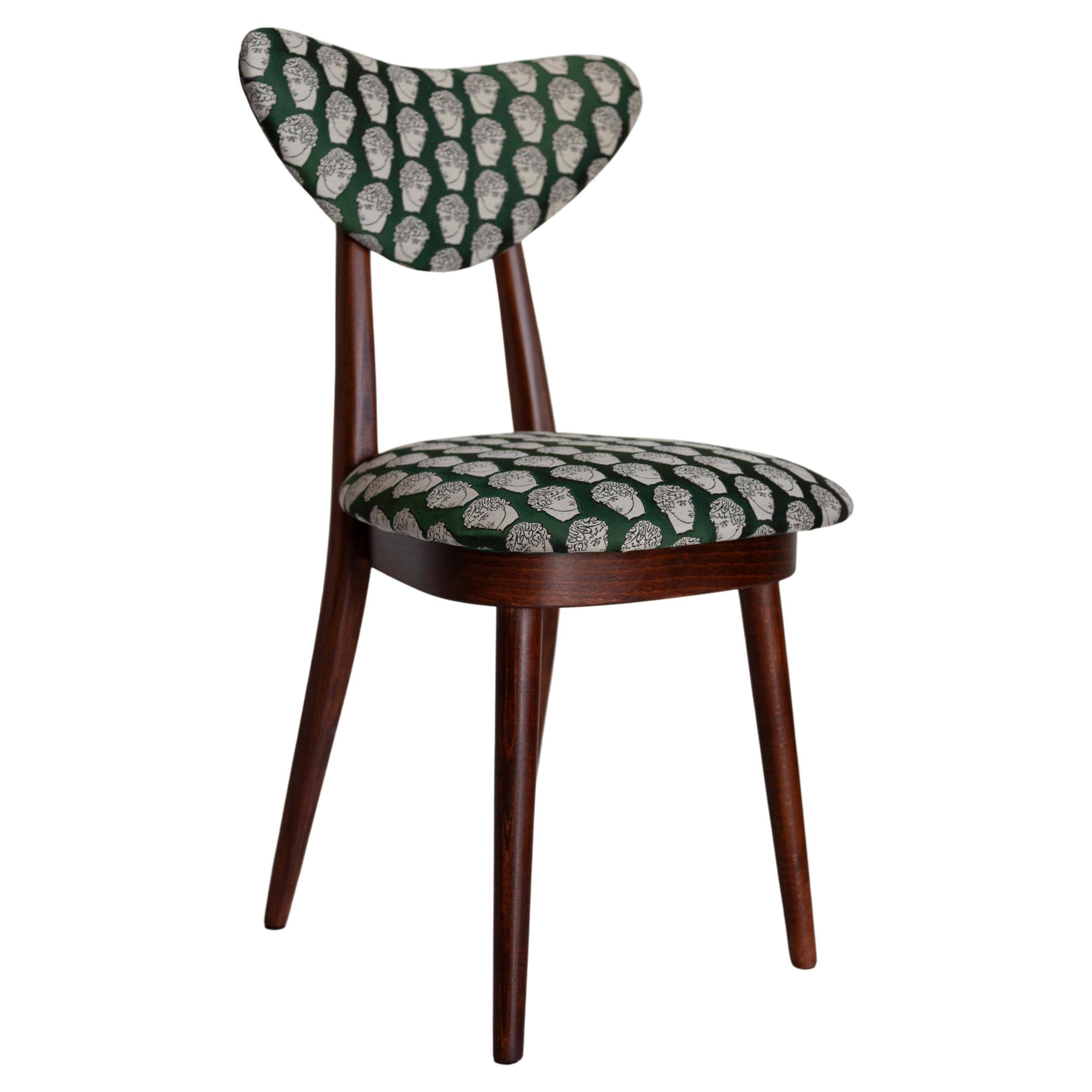 Emerald satin heart chair by David Print, walnut beech wood, Europe, 1960s.