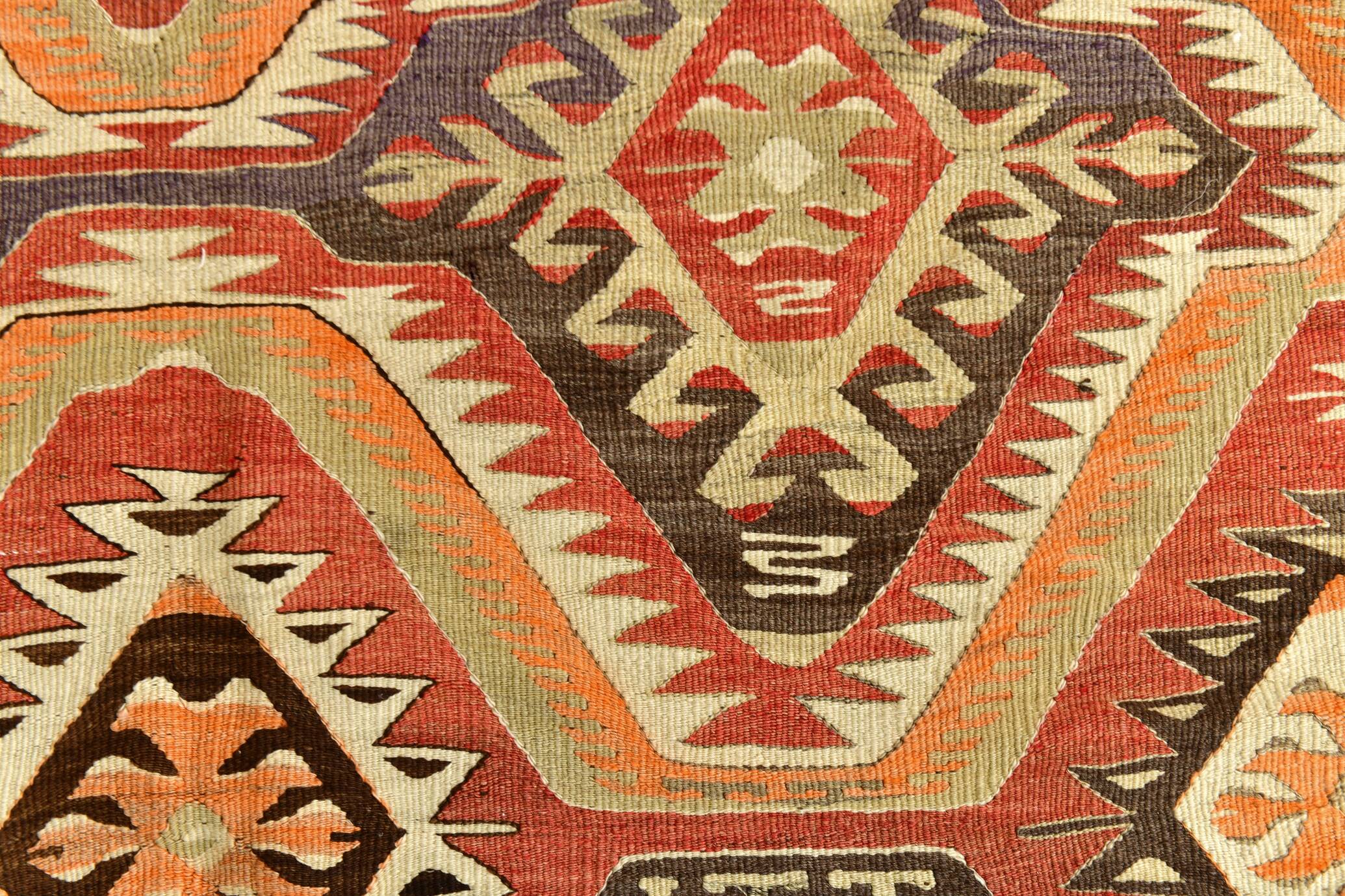 Red Brown Tribal Turkish Kilim Rug 146x292Cm SK 35174