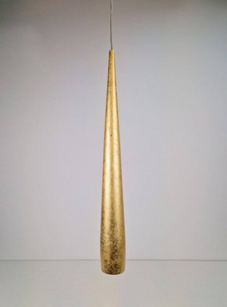Conical Gold Line Pendant Lamp from Panzeri, Italy, 1990s