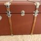 Vintage wooden and metal travel trunk