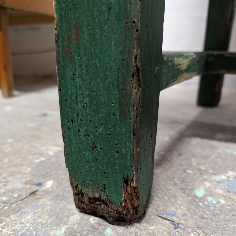 Old green farm table