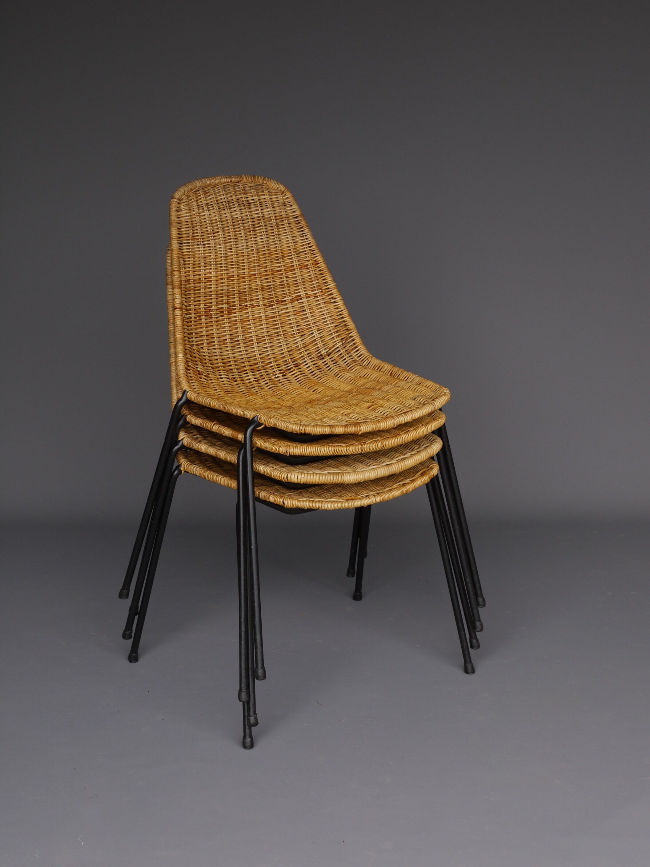Mid-Century Wicker Chairs by Gian Franco Legler, 1950s. Set of 4