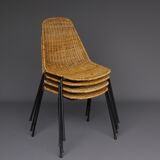 Mid-Century Wicker Chairs by Gian Franco Legler, 1950s. Set of 4
