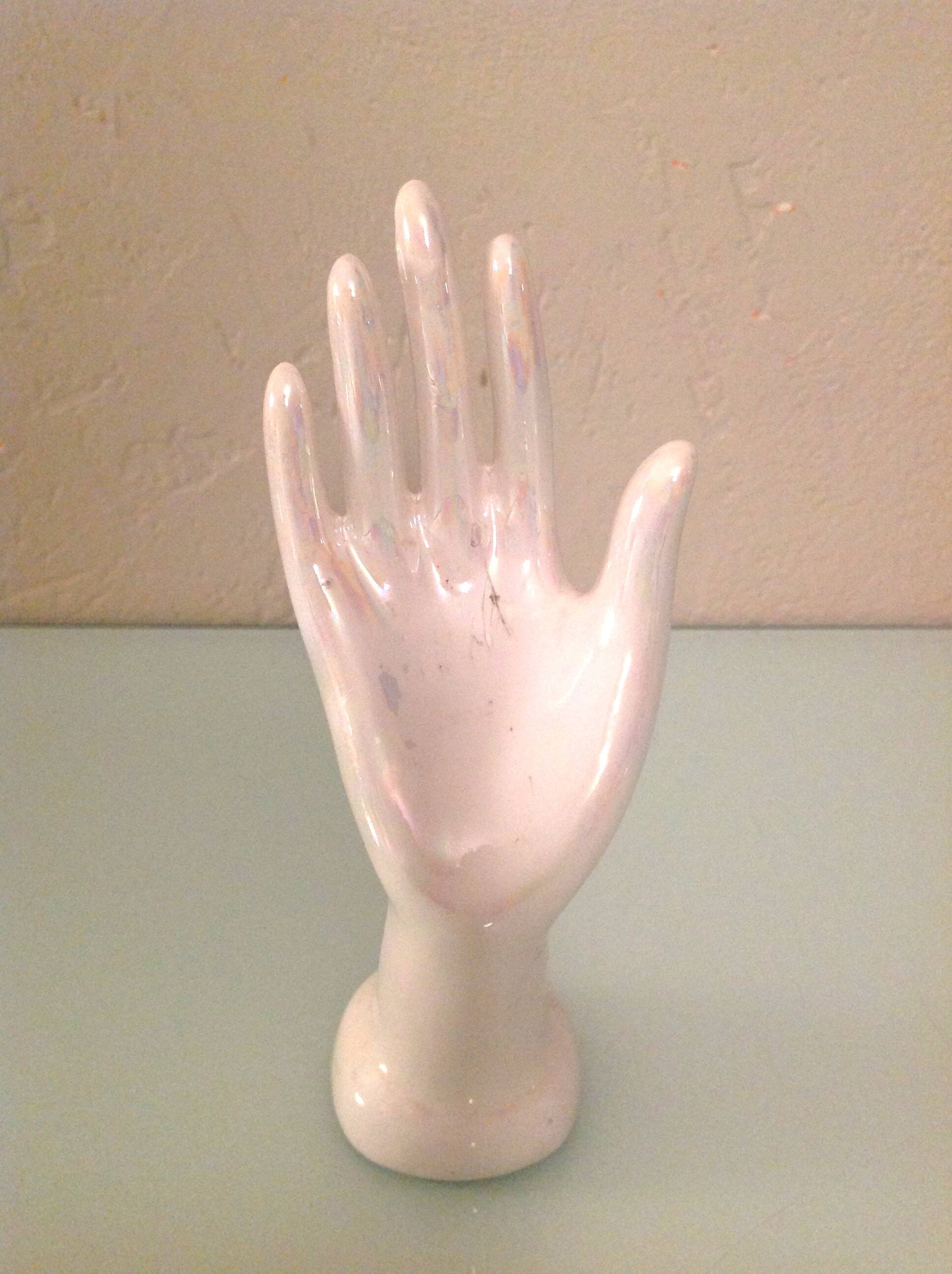 Handmade white ceramic ring holder / vintage 60s-70s