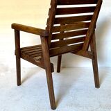 pair of armchairs with slats in chene 1950