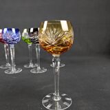 Series of 6 Roemer cut crystal glasses