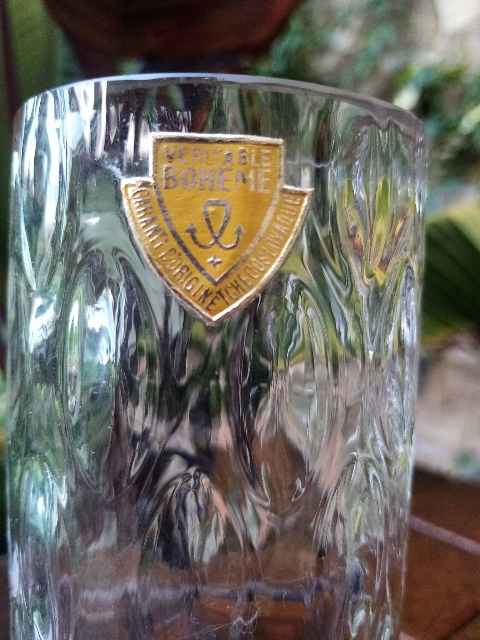 Bohemian crystal vase Czechoslovakia